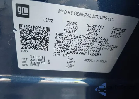 2022 Cadillac Xt4 Awd Sport из США, поврежденный, VIN 1GYFZFR47NF111491